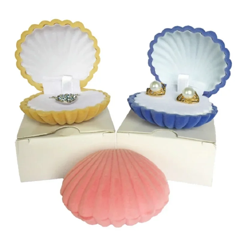 

Creative Shell Shape Jewelry Box Necklace Pendant Storage Box Earrings Stud Organizer Jewelry Anniversary Birthday Gift Box