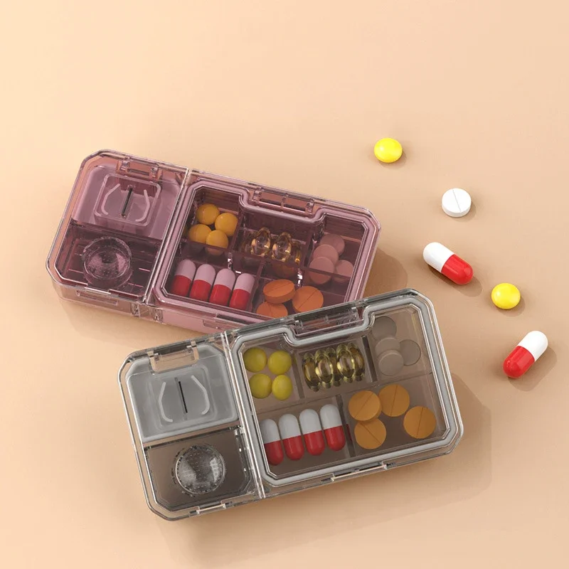 Multifunctional Medicine Box Transparent Pill Box Pill Cutter Container Portable Drugs Tablet Cutting Divider Splitter Organizer