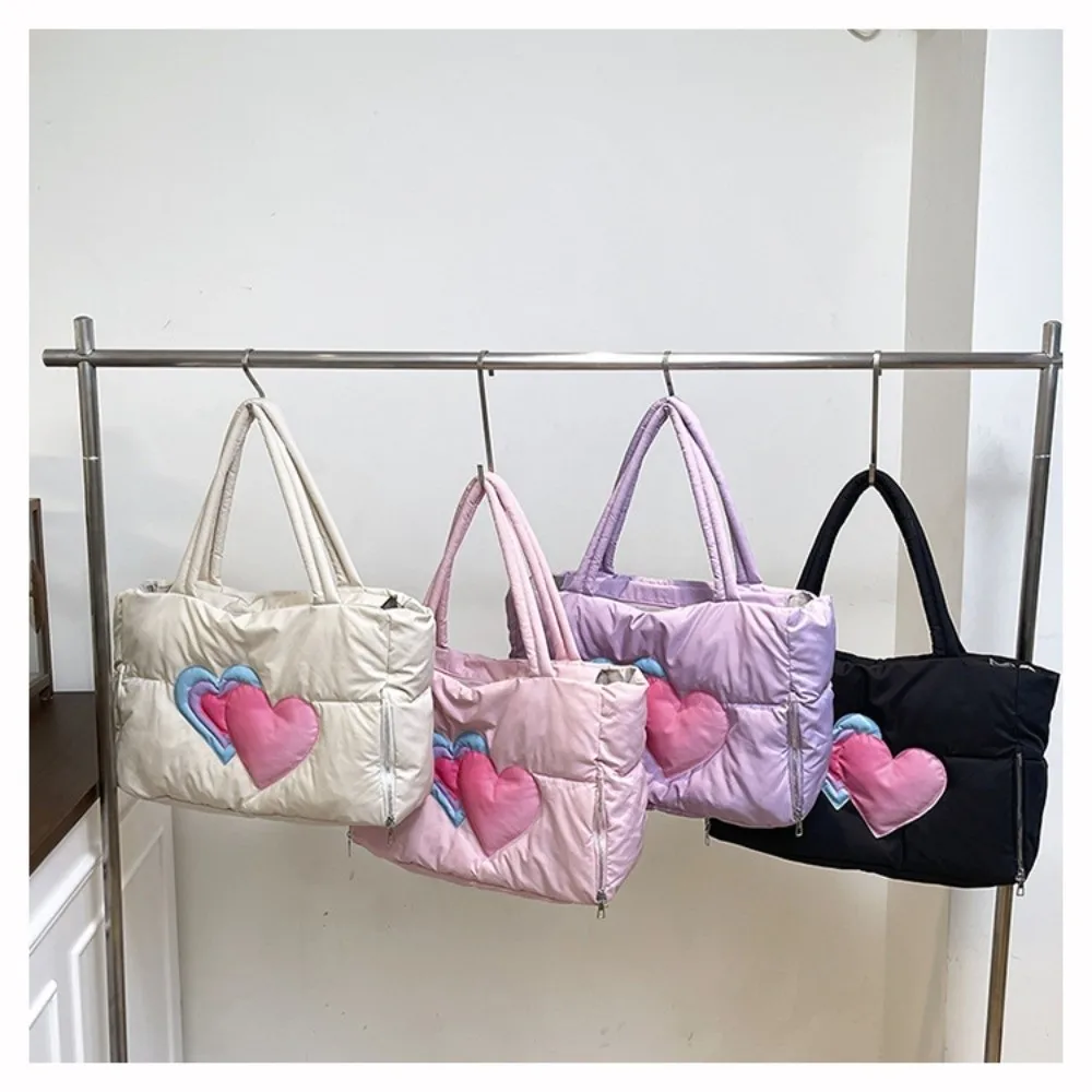 

Portable Love Heart Handbags Lightweight Large Capacity Tote Bag Multi functional Shoulder Bag Women