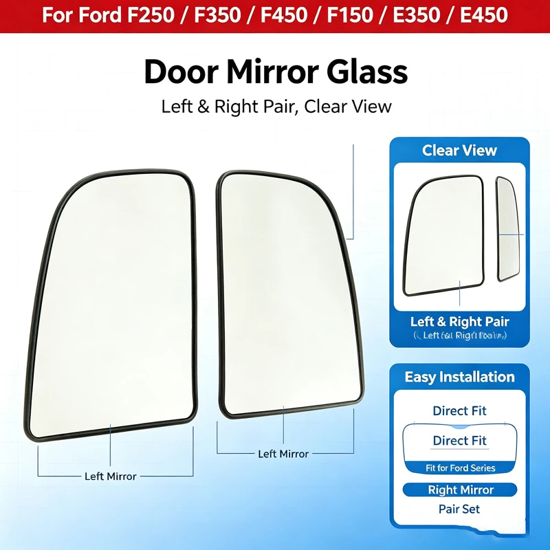 Suitable for Ford F250/F350/F450/E150/E350/E450 rear view mirror reversing mirror reflector