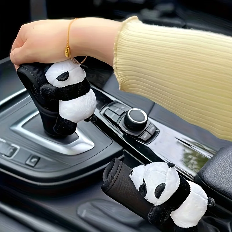Panda car shift cover, interior accessories, car handbrake handle cover, Christmas, Valentine\'s Day gifts