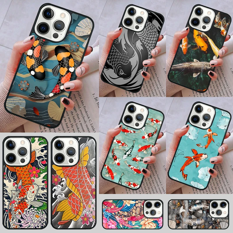 Japanese Koi Fish Phone Case cover For iPhone 14 13 15 16 Pro Max Coque 12 11 Pro Max For Apple 8 PLUS 7 6S fundas