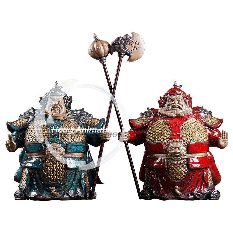 

National Style Wang Shun Guardian Deity Figurine Heng and Ha Generals New Chinese Style Ceramic Figurine Gift Ornament