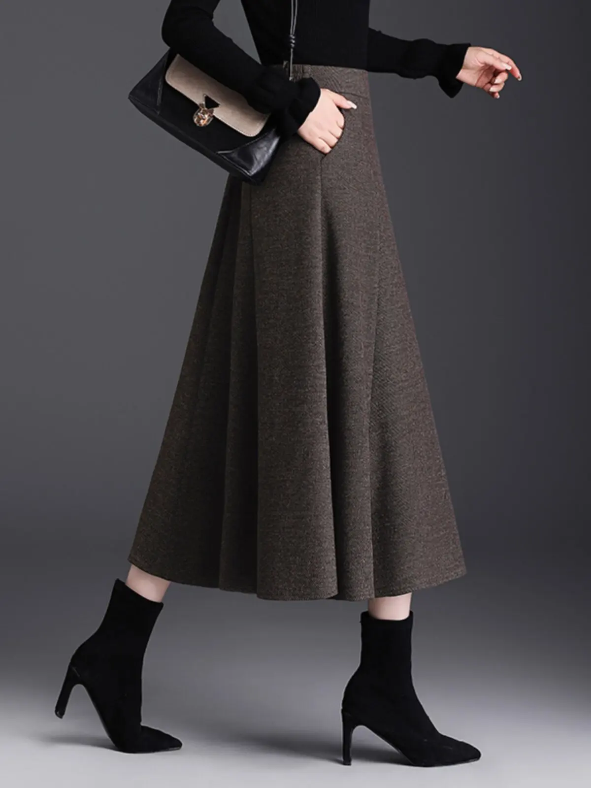 Women Fashion Thick Warm Wool Skirts 2026 Autumn and Winter Long Loose A-line Skirt Female High Waist Woolen Skirts U577