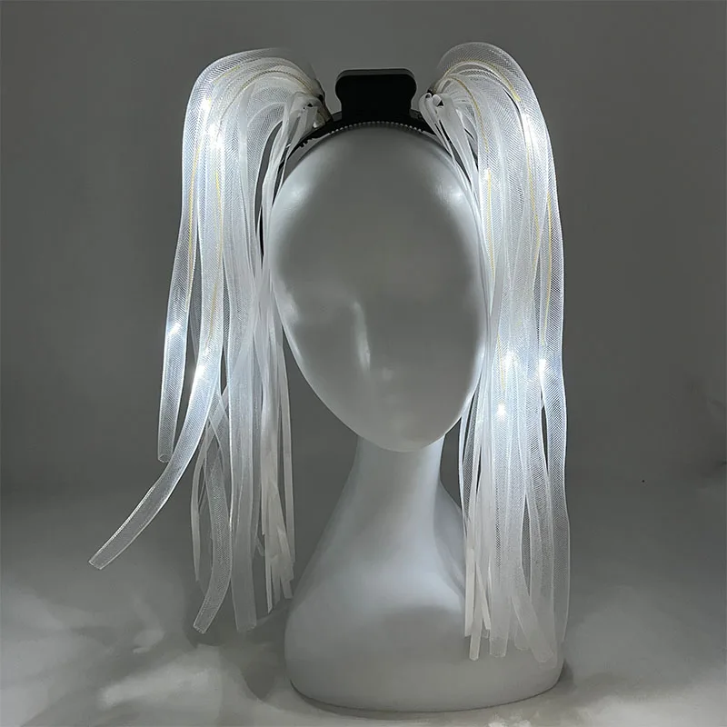 Divertida diadema trenzada LED intermitente, diadema iluminada con fideos para niña y mujer, sombreros de fiesta de Carnaval Rave, suministros para Bar, accesorios para espectáculo nocturno