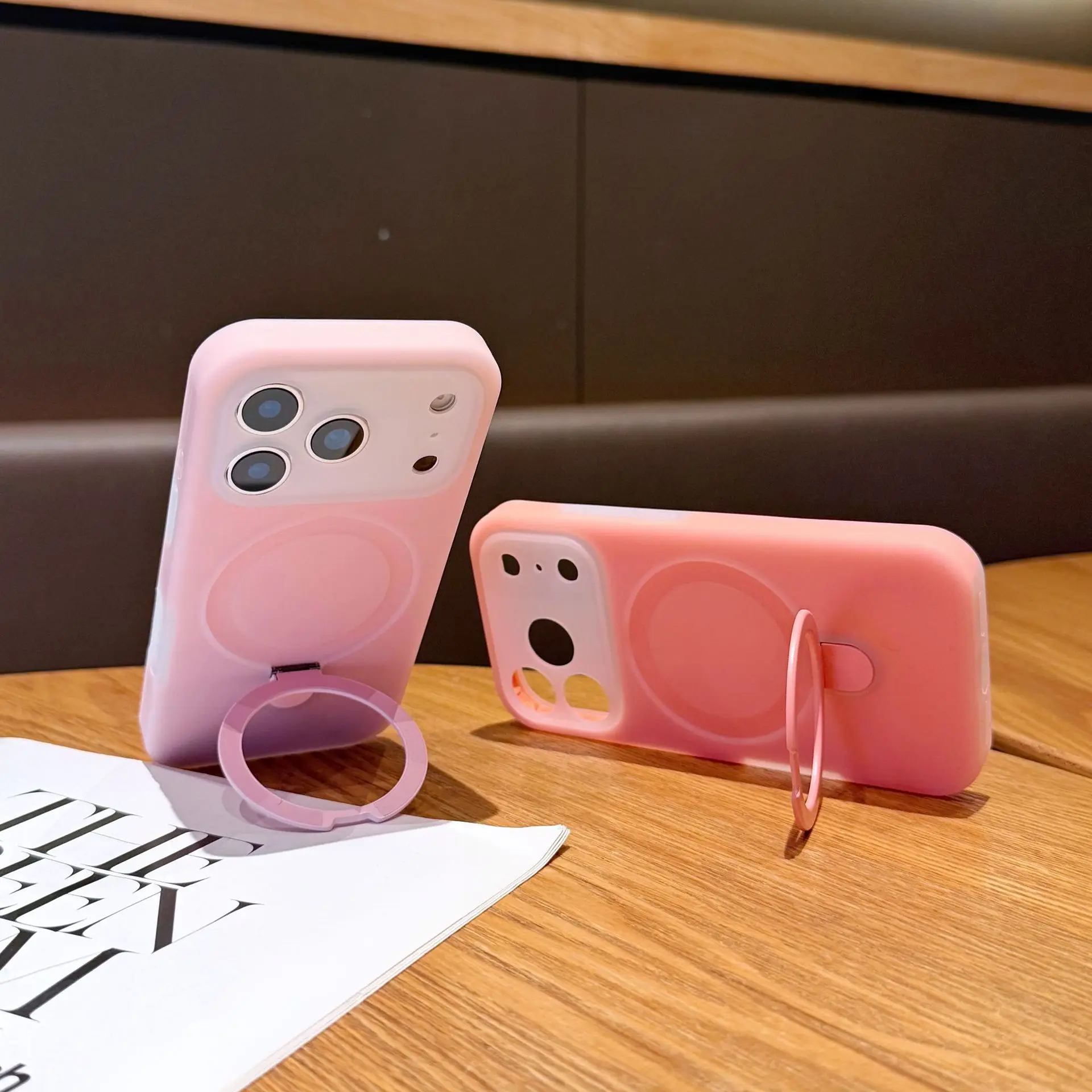 Liquid Silicone Lens Protection Stand Case For iPhone 18 Pro Max 17 16 Pro For Magsafe Magnetic Wireless Charge Protector Cover