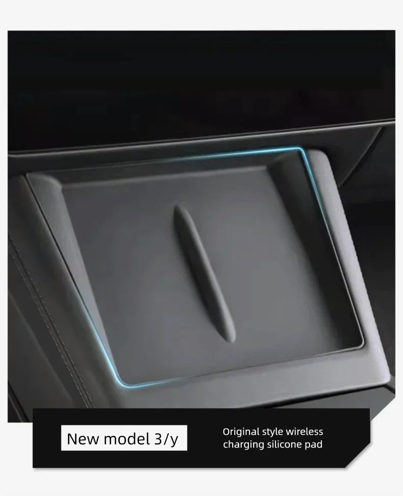 Für Tesla Model Y Juniper/Launch Model3 2024 2025 2026 Anti-Rutsch-Pad Kabelloses Ladepad Auto-Telefonhalterung Rutschfeste Matte Schutzmatte – Detail 3