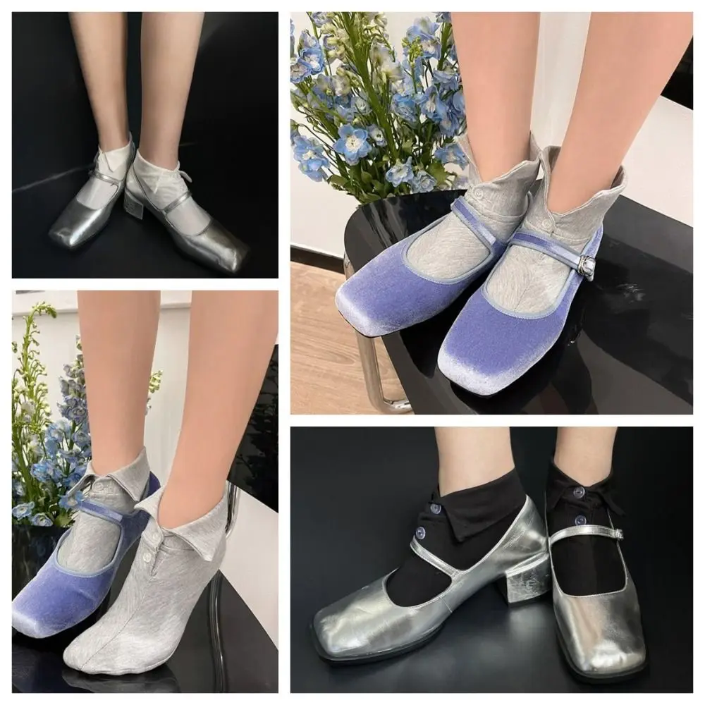

Fashion Button Short Ankle Socks Novelty Solid Color Polo Collar Socks Patchwork Creative Women's Tube Socks Female