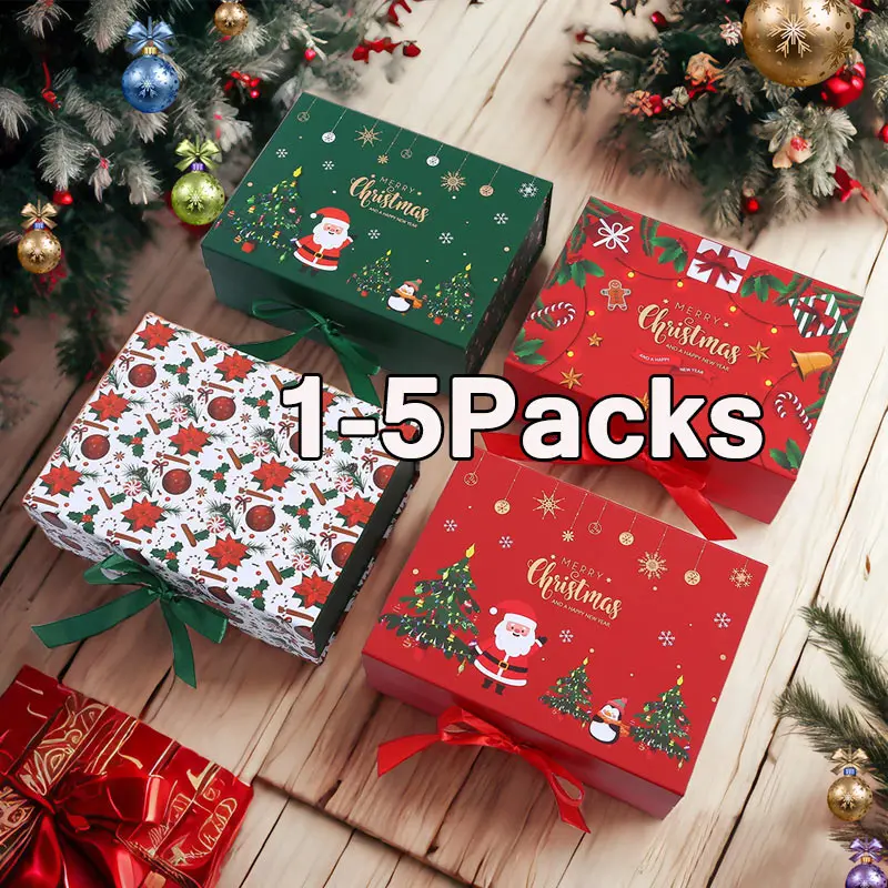 

Christmas Gifts Box 1-5Packs Easy To Assemble Boxes Pretty Christmas Day Boxes Cute Presents Box