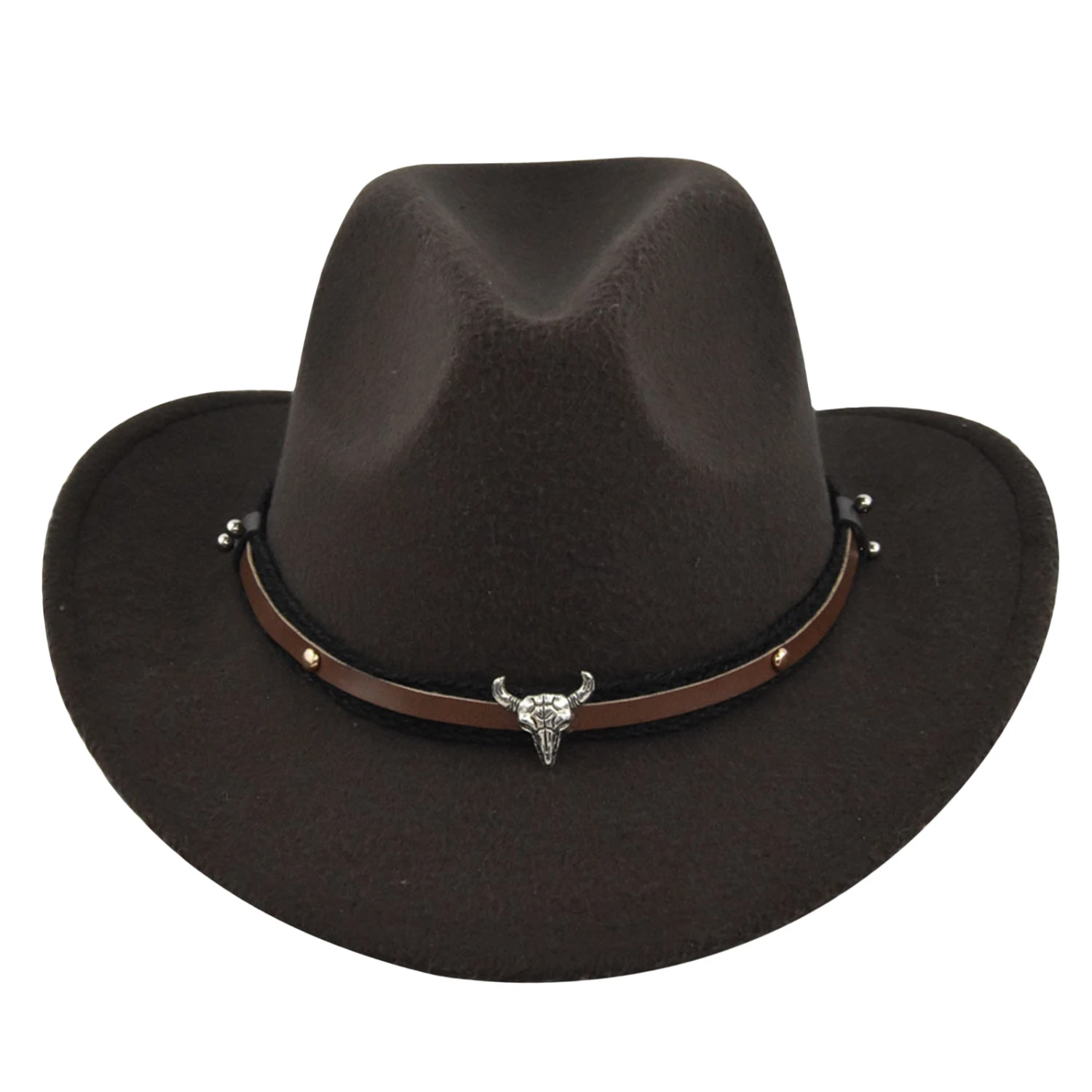 Women Men Western Cowboy Hat, Retro Vintage Jazz Hat Autumn Winter Wide Brim Adult Bull Hat