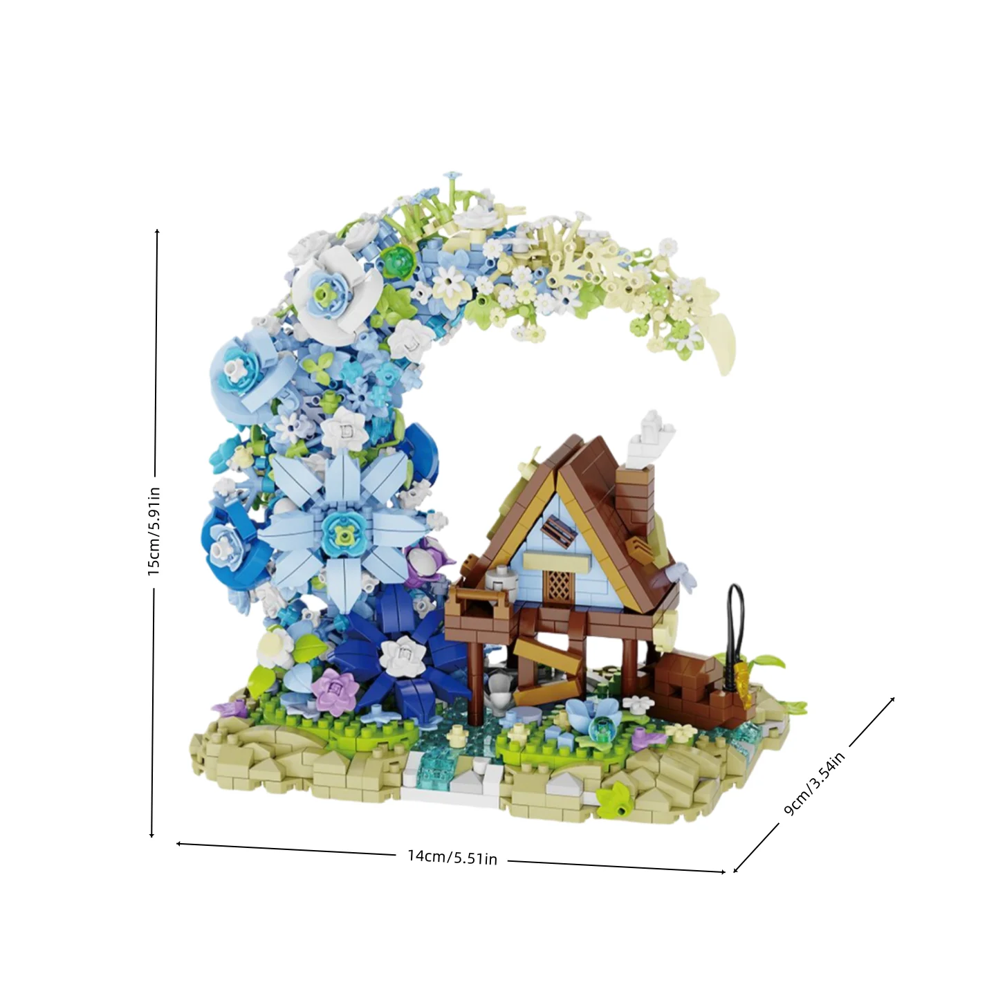 1000+ Teile Moonflower Baumhaus-Bausteine, Stilvolles Design, Wohndekor-Ornament, Weihnachtsgeschenk für die Familie (ohne Box) – Detail 6