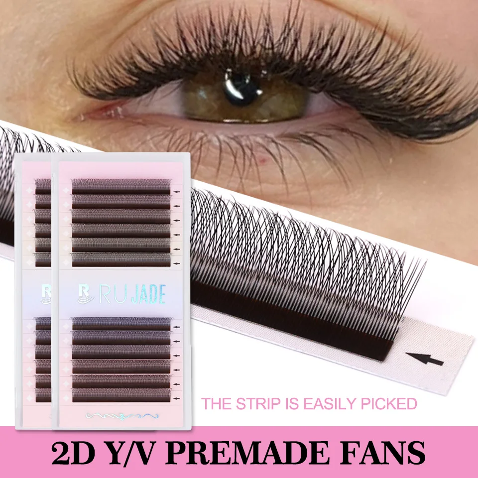 

RUJADE New 2D Y Eyelash Extension Ultra-thin Y Lash Extension Lightweight Premium Premade Narrow Volume Fan Single Tip 2D Y Lash
