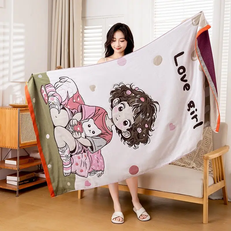

80x160cm Cotton Gauze for Both Men Women Suitable for Home Absorb Water Adult Cotton 100% Cartoon Thin Swimming Bathing Towel