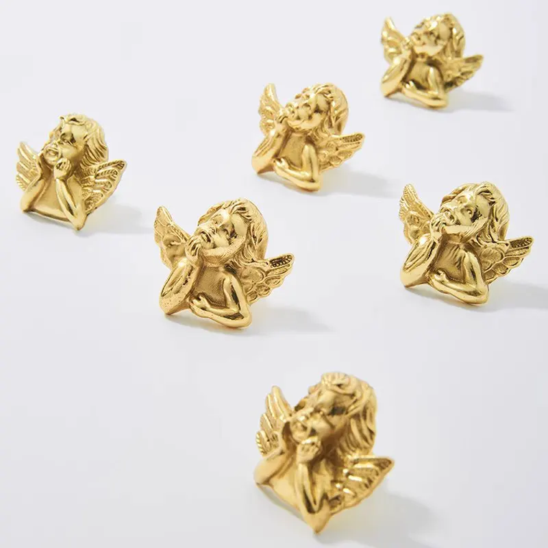Bright Gold Solid Brass Furniture Handle Creative Cabinet Knobs Angel Pumpkin Shape Home Decor Wardrobe Pulls Door Knob Hardware