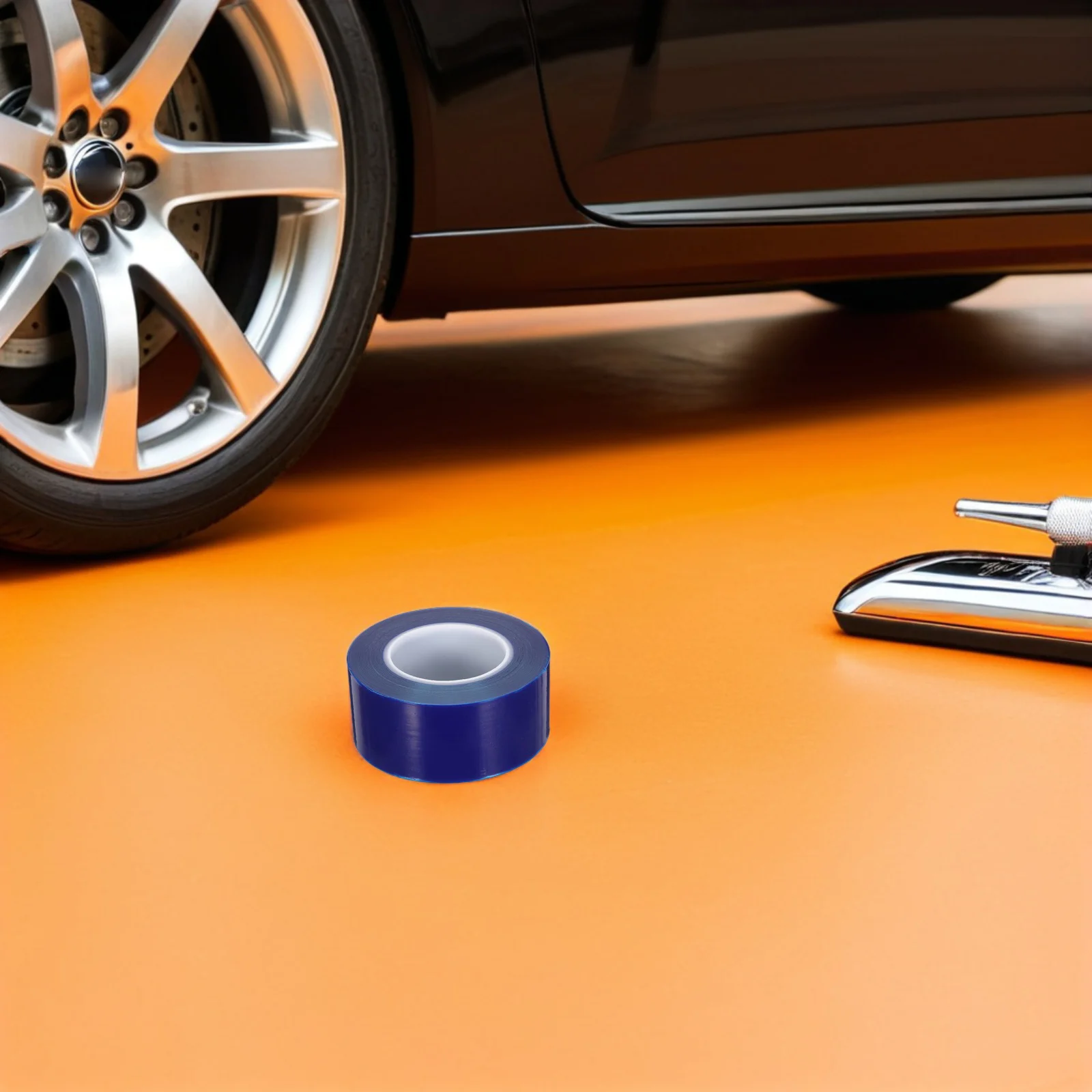 

1 Roll 2.36In X 656Ft Blue Pe Protector Wheel Protection Film For Car Tire Changing Hub Scratch Guard Repair Tools Rim