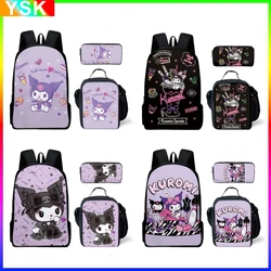 3PC-Set Sanrio Kuromi Backpack Sanrio Backpack Pencil Bag Student School Bag Primary and Middle Mochila backpacks for children's