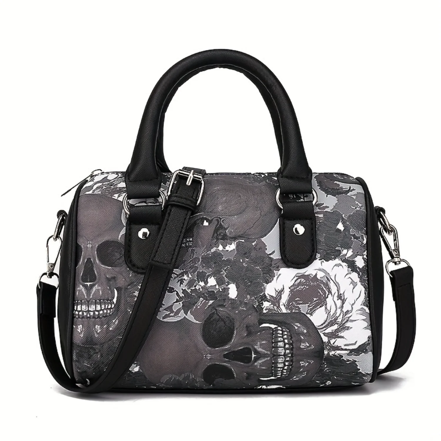 Fashion Vintage Handbag, Skull Print Large Capacity Shoulder Bag, Womens Outdoor Commuter Crossbody Bag Mylar bags Shrink wrap