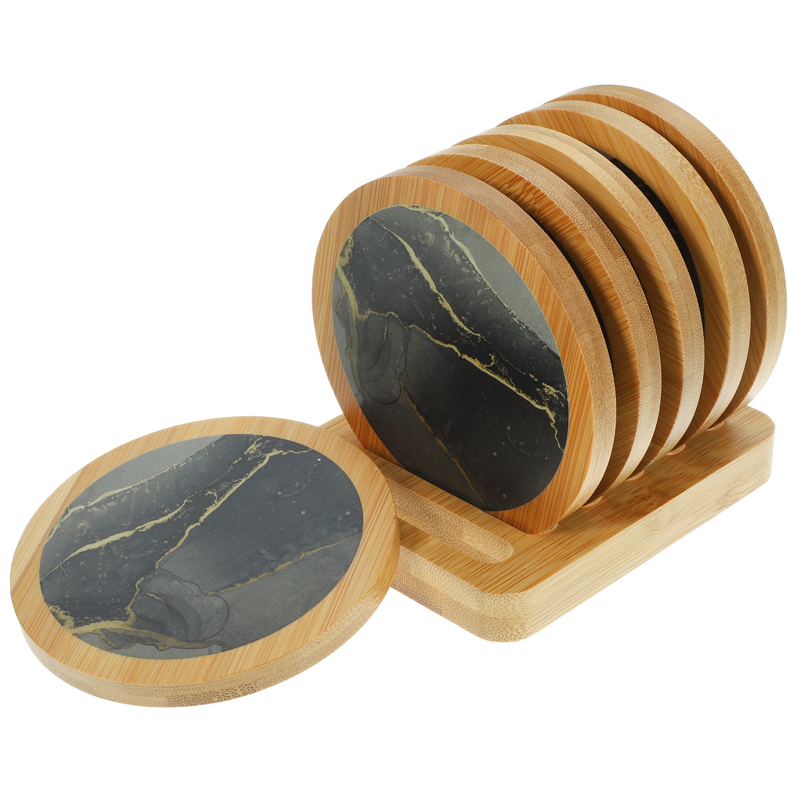 

Marble Coasters Wooden Cup Desk Round Tabletop Unique Cushions Office Heat Resistant Placemat Rustic Home Coffee Coasters