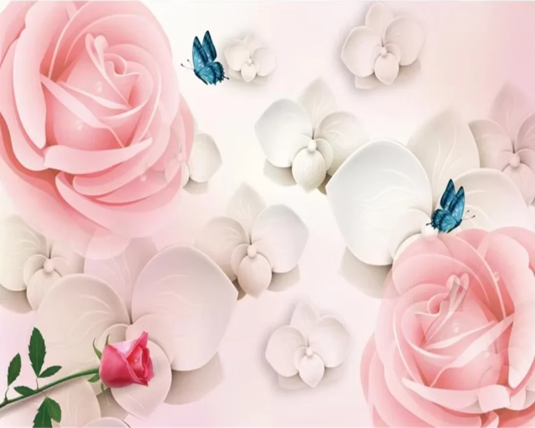 

Custom size mural Fan Flowers Yellow Rose flower Rattan arch wallpaper Home decor Pearl Flower wall stickers 3d wallpaper murals