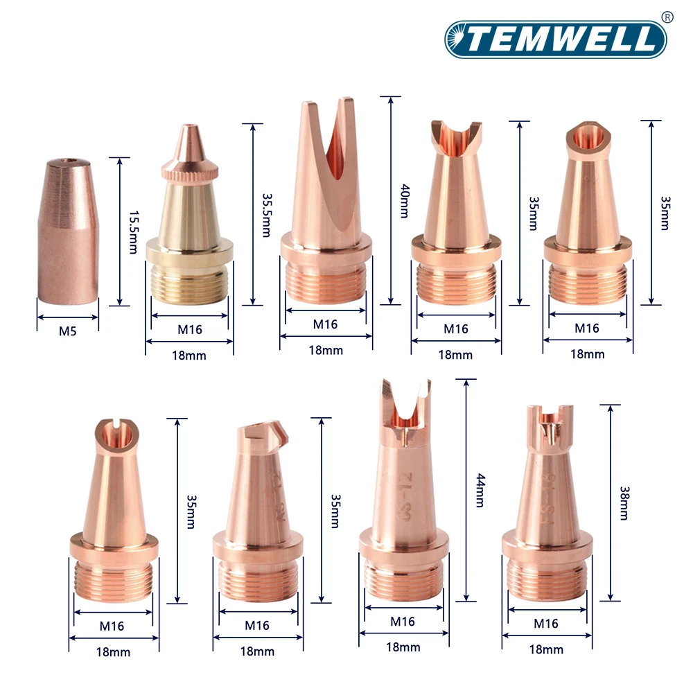 TEMWELL M16 CQWY Laser Welding Head Nozzle Copper Welding torch Nozzles For Laser Hand-held Welding Machine