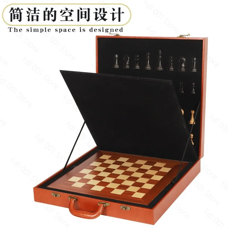 Wood Grain Chess Set Weighted Chess Pieces Wooden Board For Adults Leisure Table Game Gift