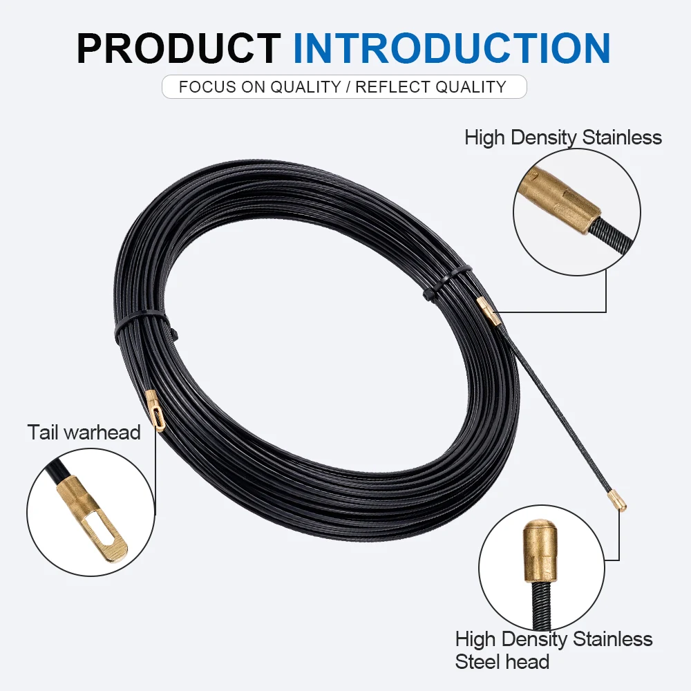 Dispositivo de roscado de glándula de Cable eléctrico de 3mm, herramienta de mano de electricista de construcción de plomo, 5 M, 10 M, 20 M, 30 M, 50M, Nylo