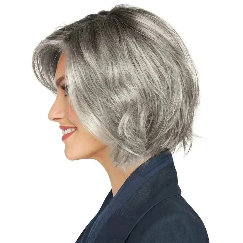 Hair New Fashion Women's Long Natural Gray Silver Wigs 12 In