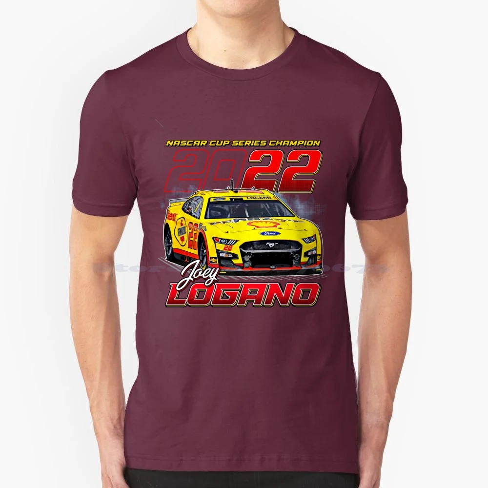 Joey Logano 22 Cup 2022 Champion T Shirt 100% Cotton Tee Dale Earnhardt Chase Elliott Gplegend Jimmie Johnson Richard Petty