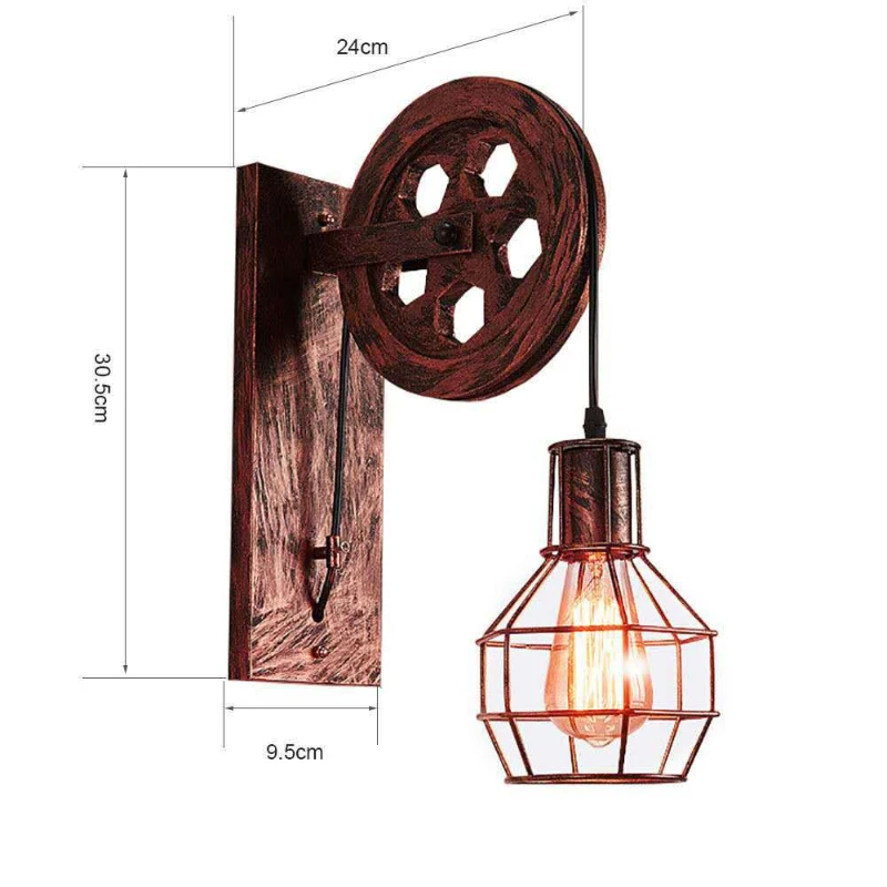 American Style Creative Rural Industrial Style Retro Iron Pulley Wall Lamp Personalized Restaurant Corridor Lamp