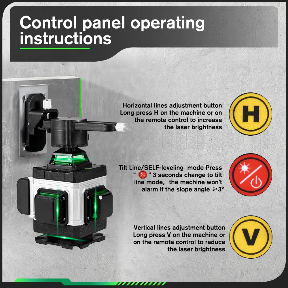 HGLINE Professional 16 خط مستوى الليزر مع APP التحكم عن بعد Selfleveling 360 ° مستوى الليزر الأفقي والرأسي #4