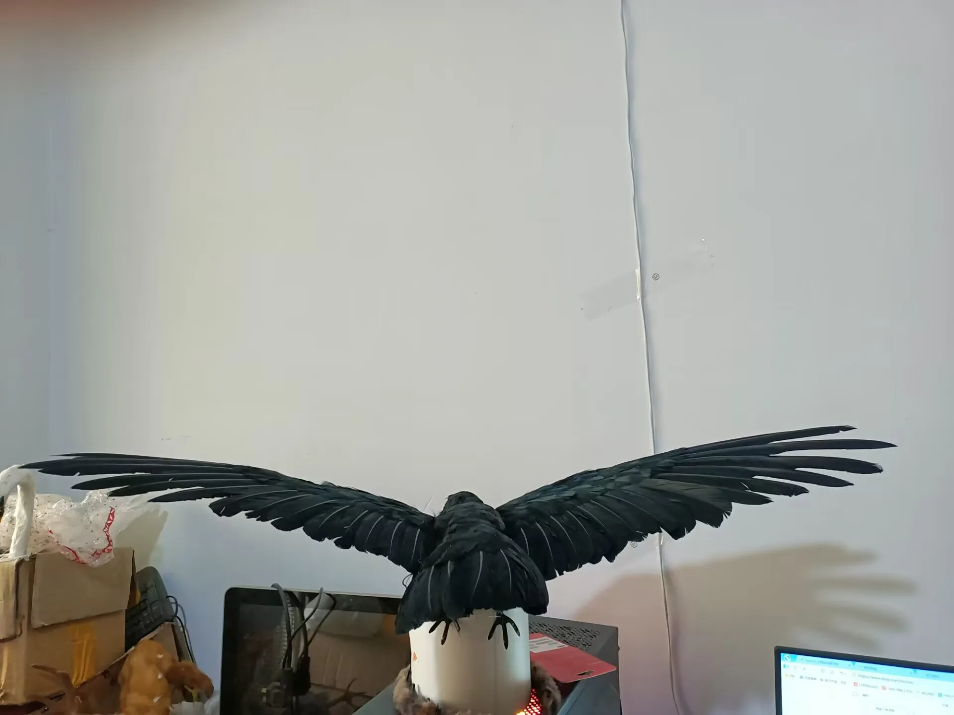 big black simulation foam and feather wings raven model gift about 40x70cm a0110