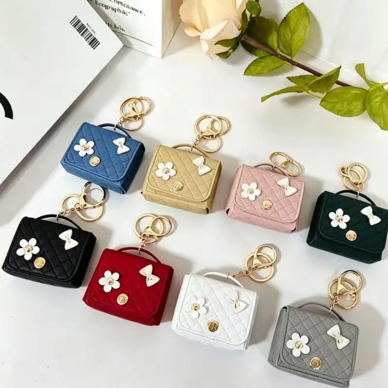 Water-resistant Mini PU Earphone Bag Keychain Portable Lightweight Small Pouch for Lipstick Outdoor Hiking Use