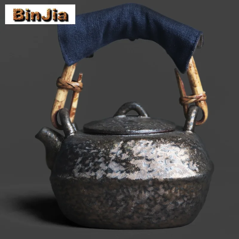 

Чайник для кипячения воды Kiln Fambe Black Gold, 460 мл, большой объем, для заваривания чая, желтый чайник для рисового вина, для чайной церемонии Кунг-фу