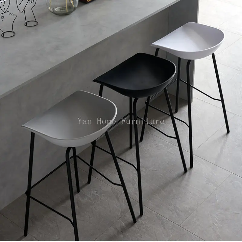 Silla de Bar nórdica para el hogar, Taburetes de Bar simples y modernos para cocina, taburete alto, silla trasera, mesa de escritorio frontal, silla