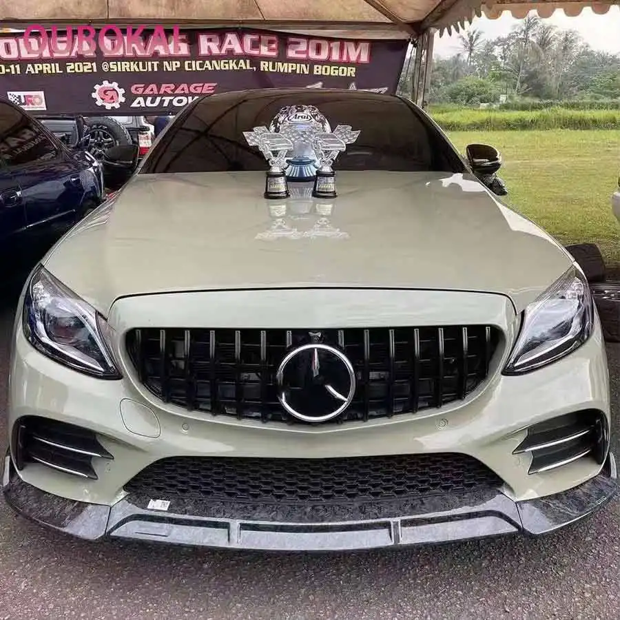 For Mercedes Benz C Class W205 C200 C260 C300 2018-2021 Carbon Fiber Car Front Bumper Lip Front lip Front Chin Spoiler Body Ki