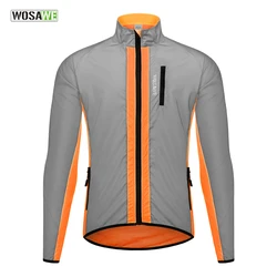 WOSAWE Ultralight Reflective Men Cycling Jacket Waterproof Riding Running Windbreaker Mix Of Fluorescent Coloured Silver Panels