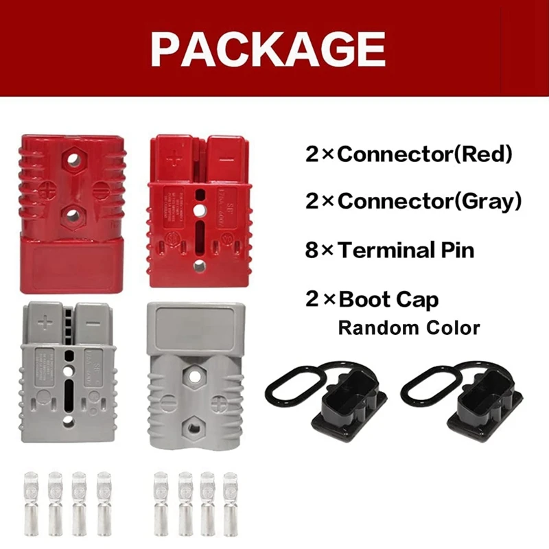 4Pcs 2-4 AWG175A Battery Power Connector 12-36V Cable Quick Connect Disconnect Kit For Anderson Connector For Winch Trailer