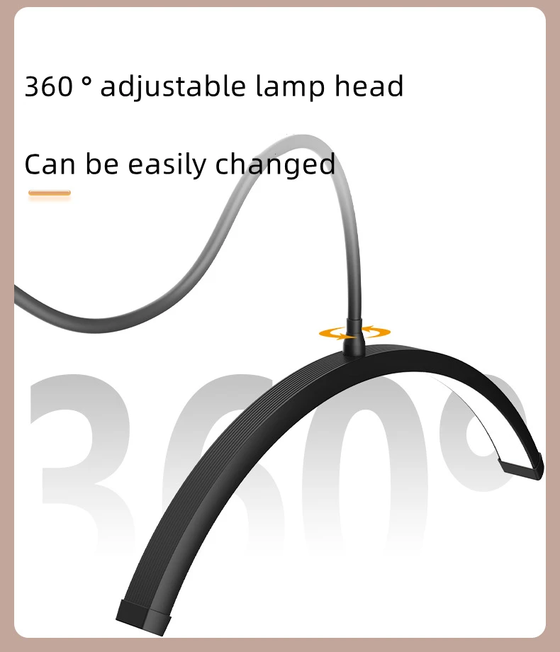 New 360 ° adjustable LED half moon beauty light moon shaped floor standing eyebrow tattoo beauty salon eyelash extension light