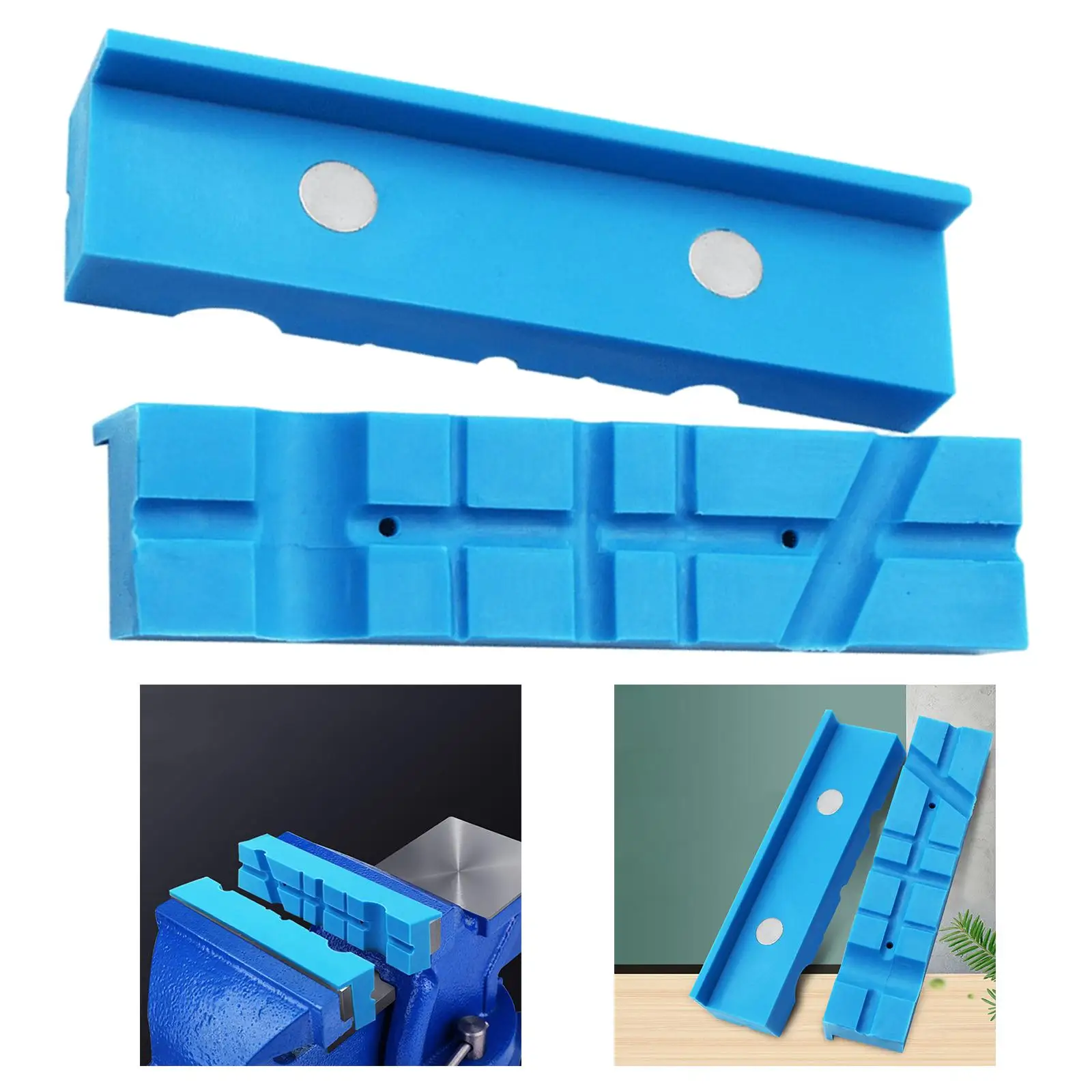 Bench Vise Jaw Pads Magnetic TPU Soft Jaws Non Marring Grip Accessory for Carpentry Templates and Metal Pipes