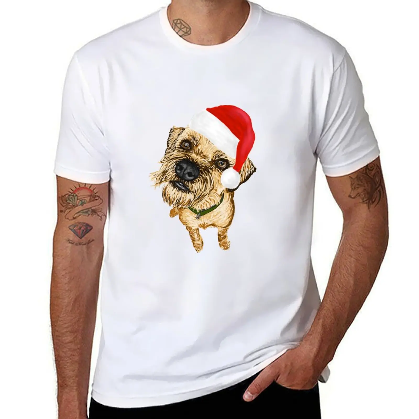 

Christmas Border Terrier T-Shirt t shirts for man pack cotton funny t shirts man T-Shirt