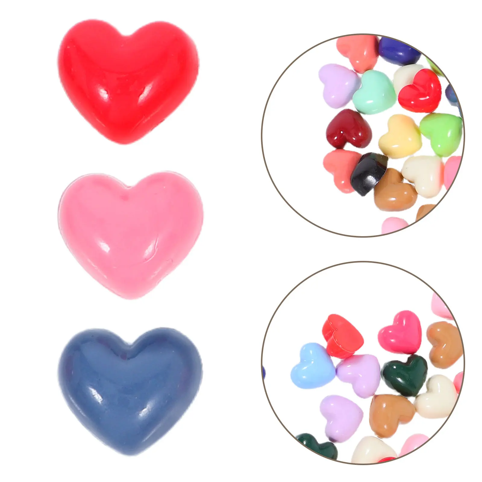 

100 шт. разноцветных миниатюрных сердечек из смолы с глянцевым покрытием, легкие украшения для рукоделия, скрапбукинга, заколок для волос