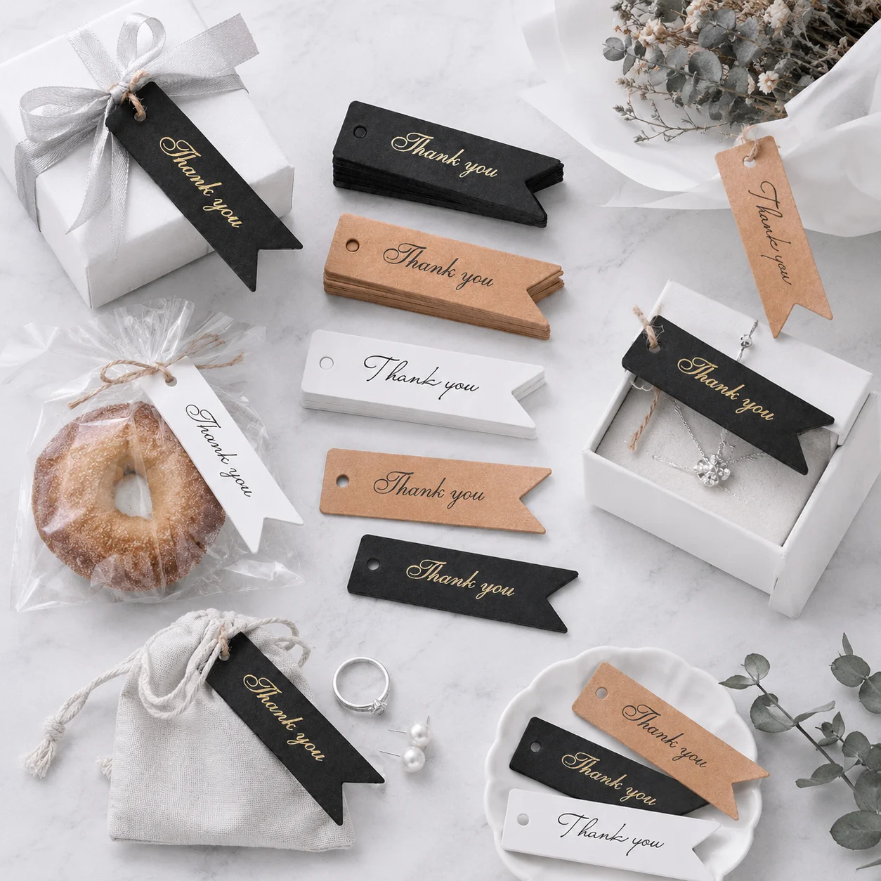 50 Stück Dankesanhänger im Schwalbenschwanz-Design mit Schnur, mehrfarbige Geschenkanhänger für Basteldekoration, Hochzeitsgeschenke und Verpackungen – Detail 4