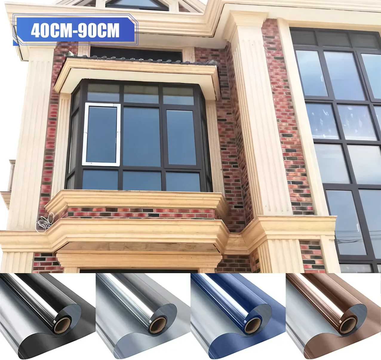 

One Way Window Privacy Film Self-adhesive Tinting Glass Sticker Anti Look Vinyl Mirror Movie Sun Blocking Protective Cover Foil
