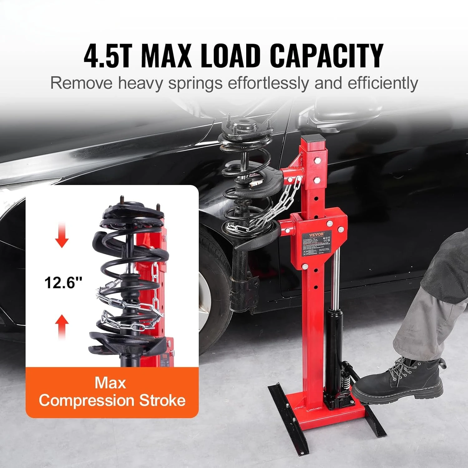 

Hydraulic Strut Spring Compressor - 4.5 Ton/9920 LBS Jack Capacity, 1 Ton Rated Compression Force, Auto Coil Tool for Removing