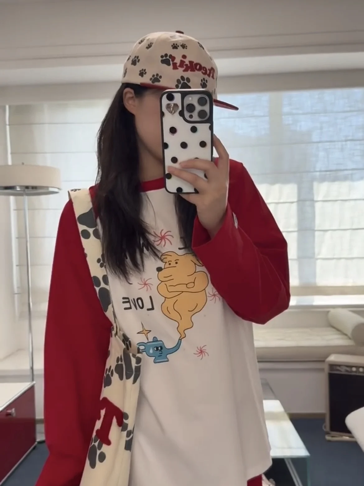 

Dongjin Hot Korean Sle Cartoon Print oulder Sve Casual Loose Pure Cotton Comfortable Long Sve T-irt Women's Faion