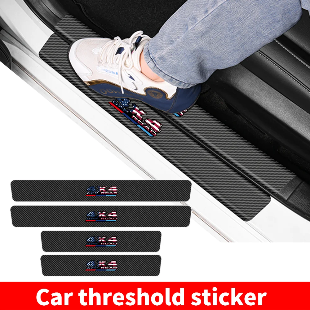 

4x4 Off Road Carbon Fiber Car Door Sill Threshold Stickers Trunk Bumper Strips For Ford Ecosport Edge Figo Flex Focus Fusion MK2