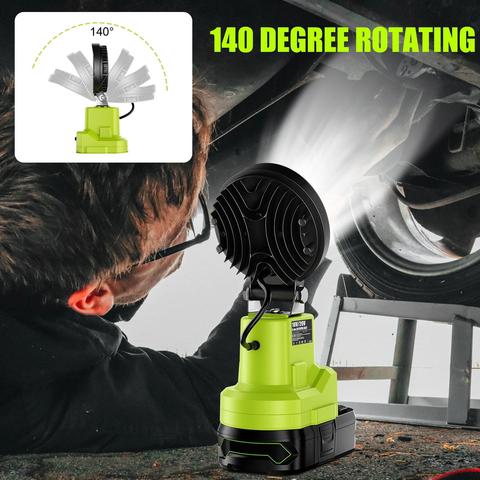 Nananuu Outdoor Emergency LED Work Light 2100LM Flashlight Electric Torch Spotlight Car Lamp For Ryobi P107 P108 18V Battery