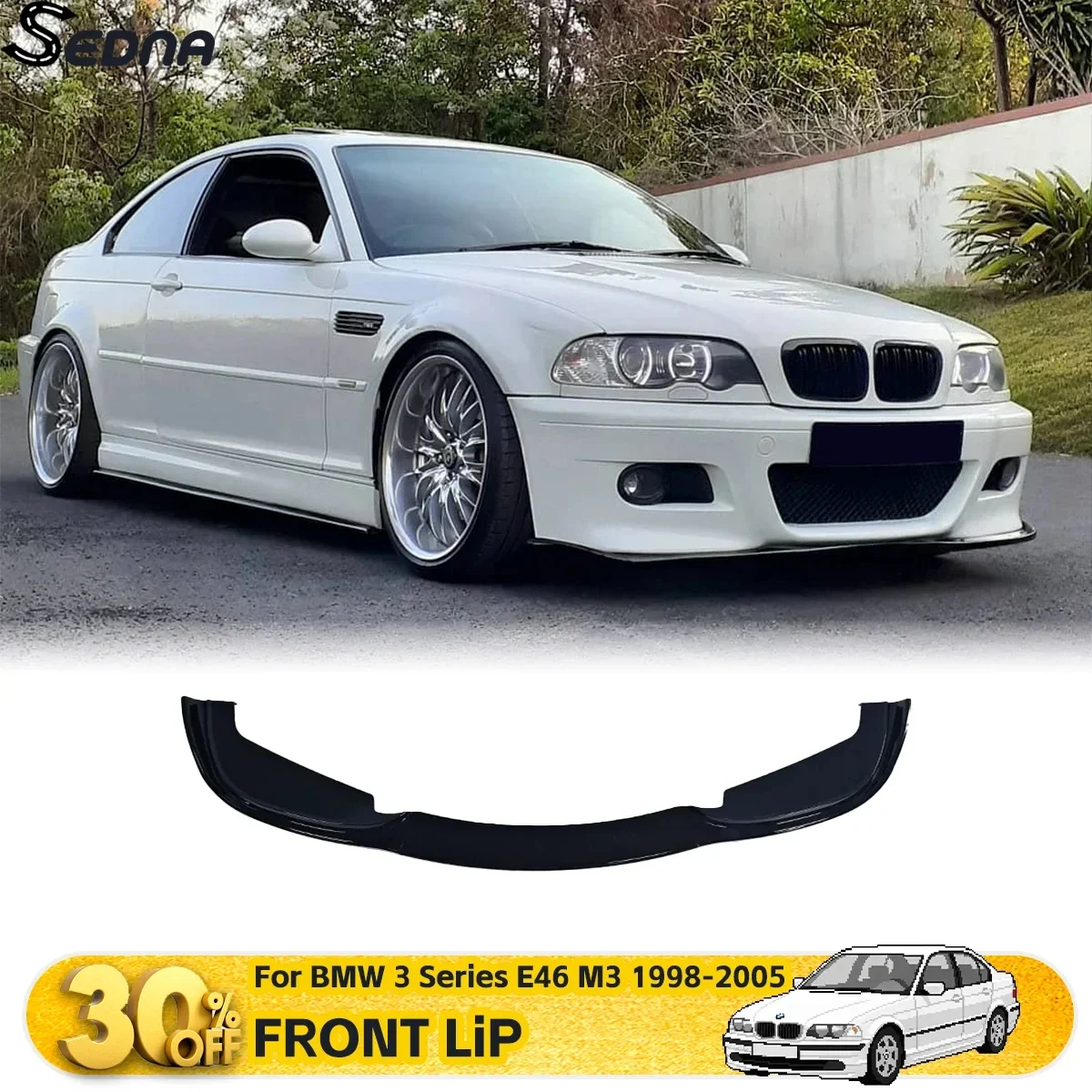 

Front Bumper Lip Splitter Shovel For BMW 3 Series E46 M3 1998-2005 3PCS Car Chin Spoiler Lower Lips Exterior Guard Accessories