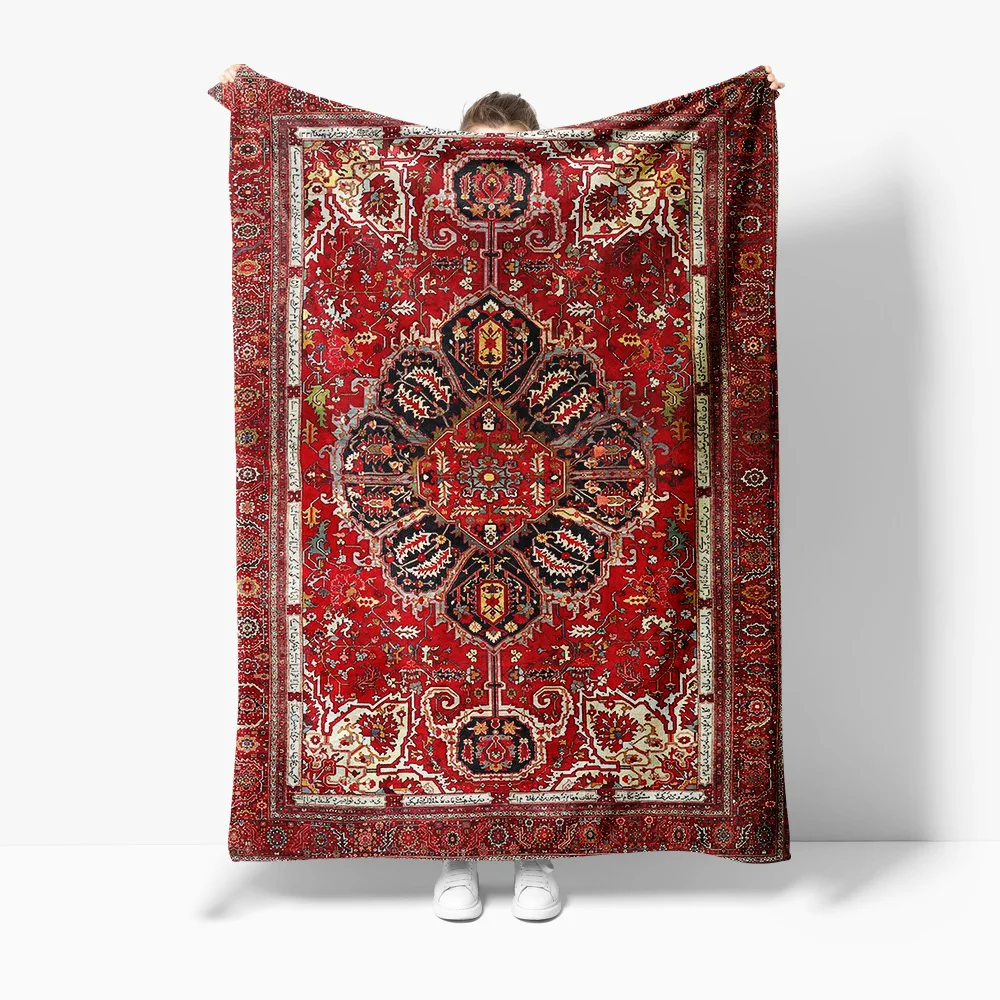Luxurious Red Paisley Silk Afghan Throw Blanket Bed Sofa Decorative Rug Cushion Cover Home Decor Gift