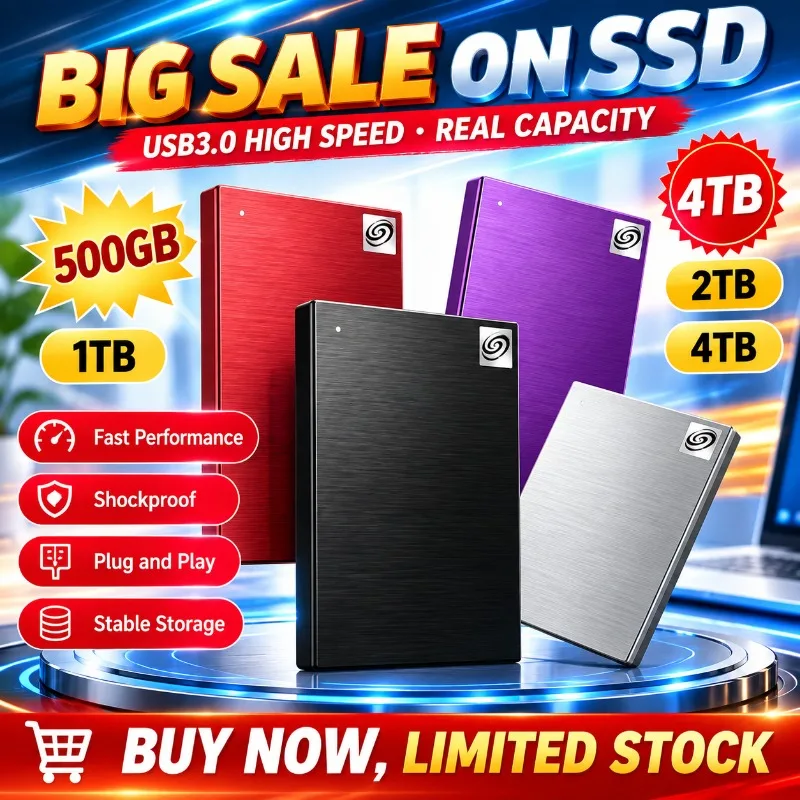 High Speed Internal Solid State Drive 500GB-4TB Large Capacity External SSD USB3.0 Storage Real Capacity Suitable for Laptop/MAC